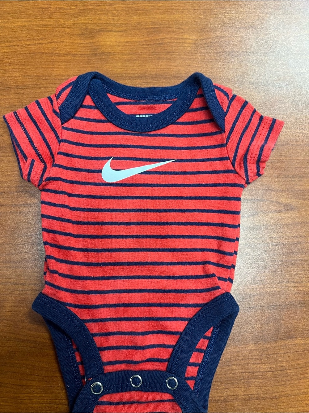 Nike Red & Navy Striped Infant One-Piece Newborn Bodysuit